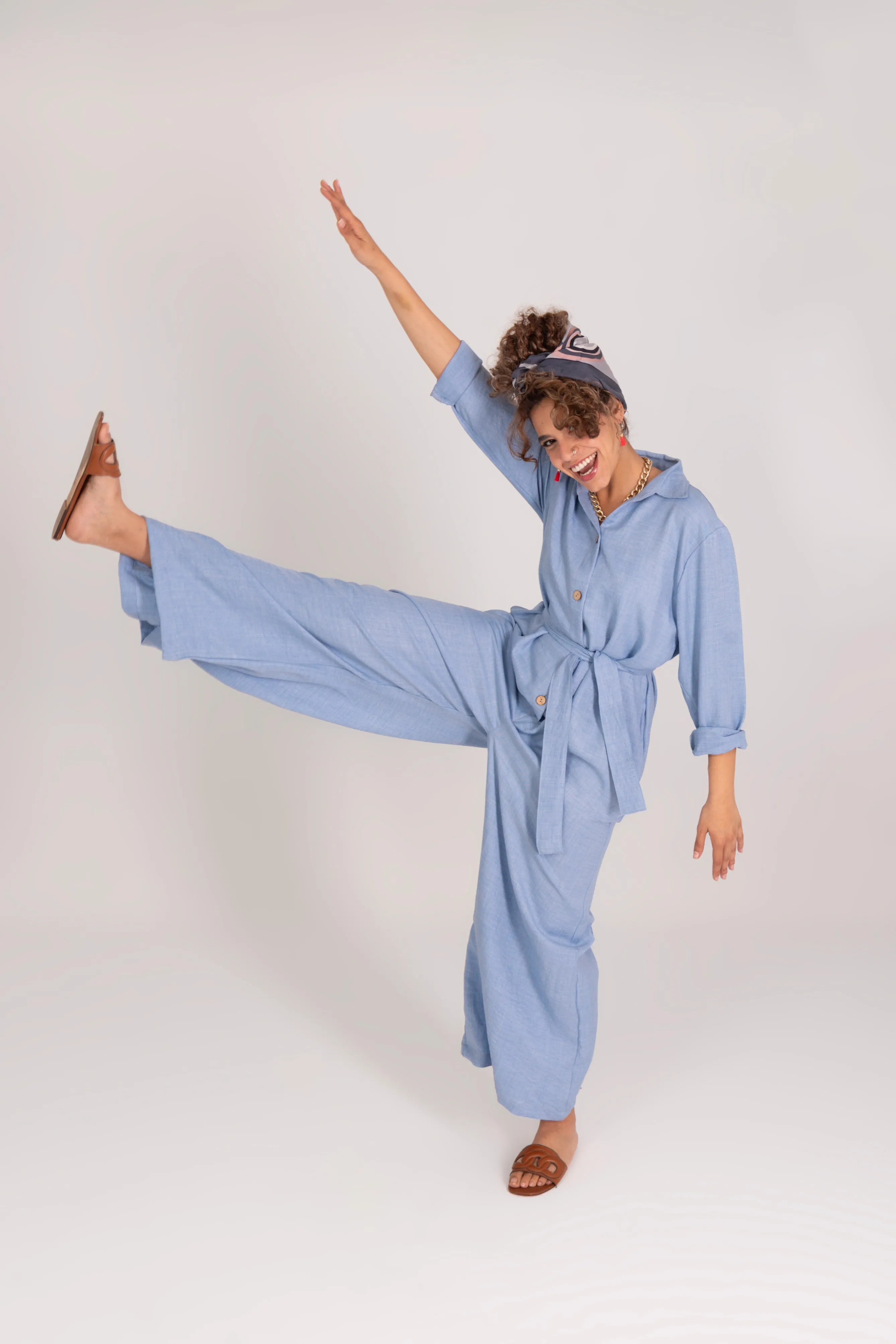 Sky Blue Wide Leg Jumpsuit