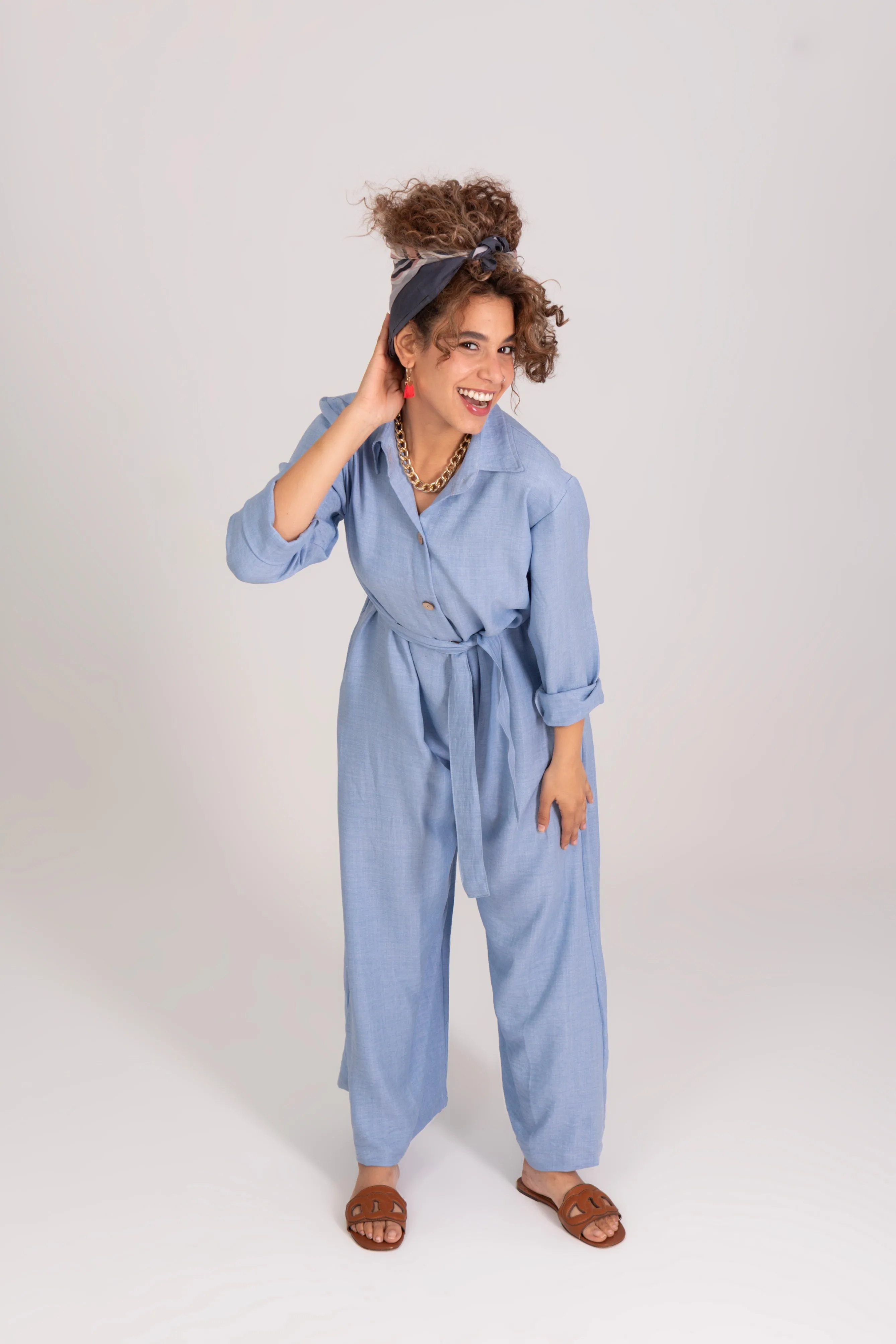 Sky Blue Wide Leg Jumpsuit