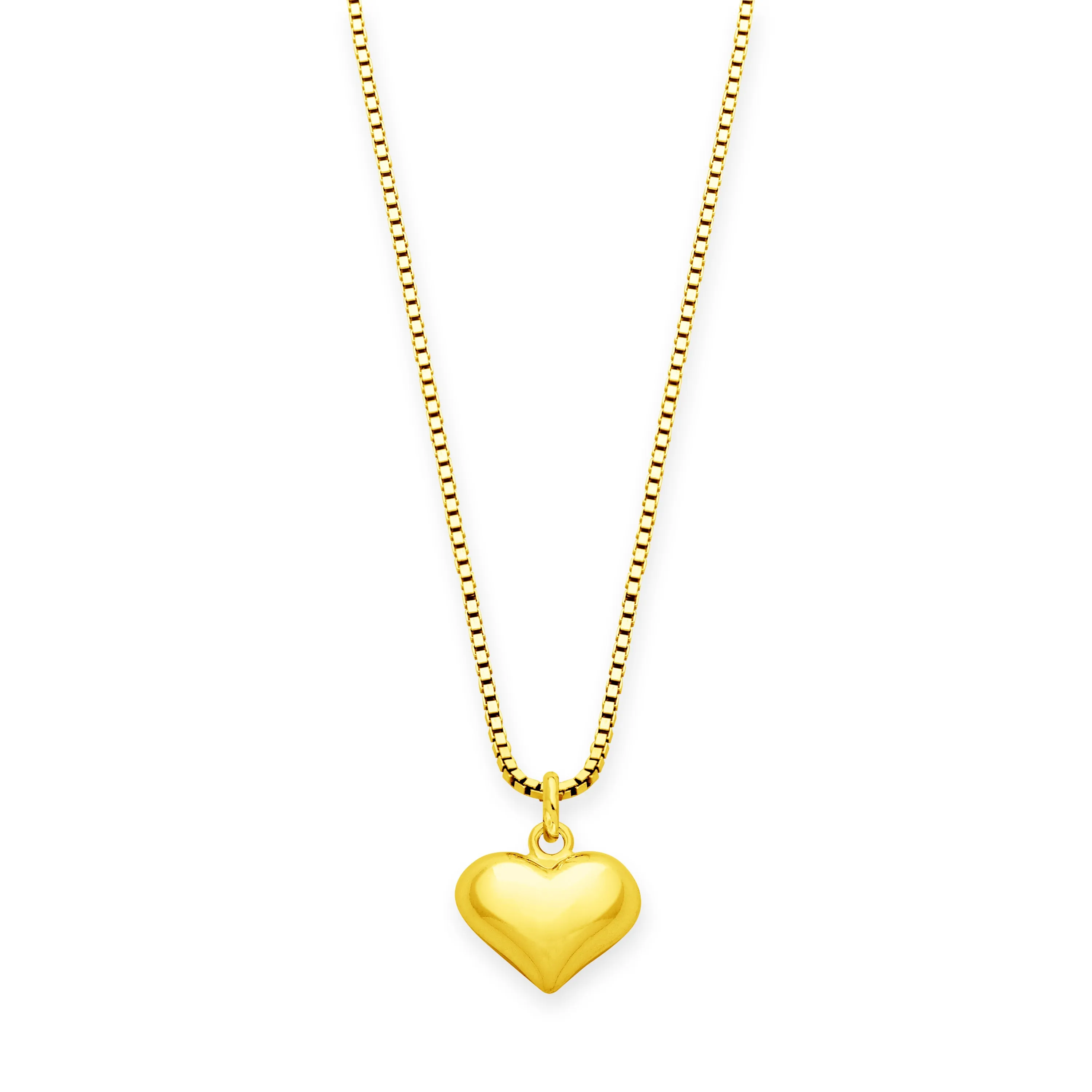 Small Puffy Heart Necklace, 18k Gold Over Sterling Silver