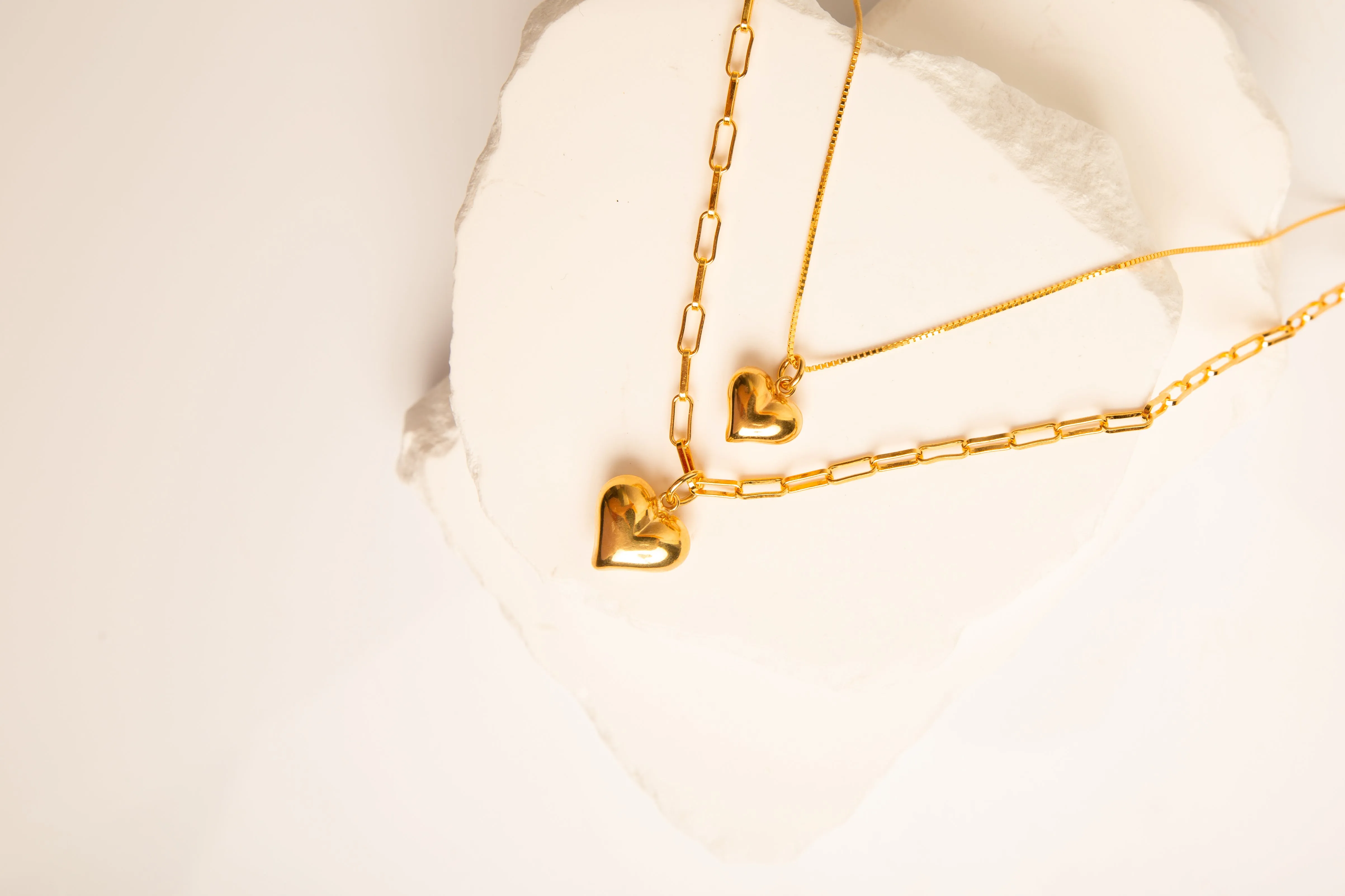 Small Puffy Heart Necklace, 18k Gold Over Sterling Silver