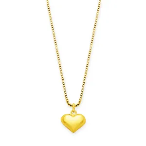 Small Puffy Heart Necklace, 18k Gold Over Sterling Silver