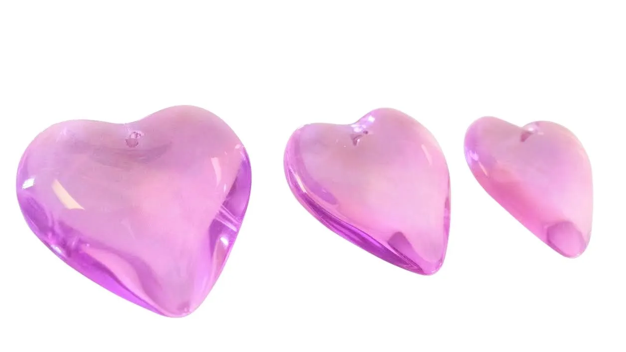 Smooth Heart Violet and Lilac Chandelier Crystals 35mm