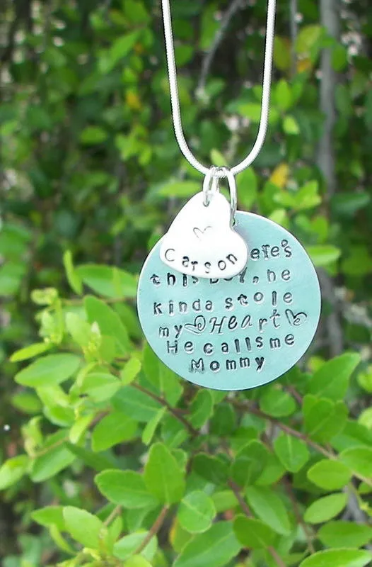 So there is this boy who stole my heart, personalized necklace, personalized jewelry, mommy jewelry, custom jewelry, handstamped jewelry