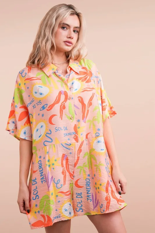 Sol Janeiro Oversized Button Down Romper