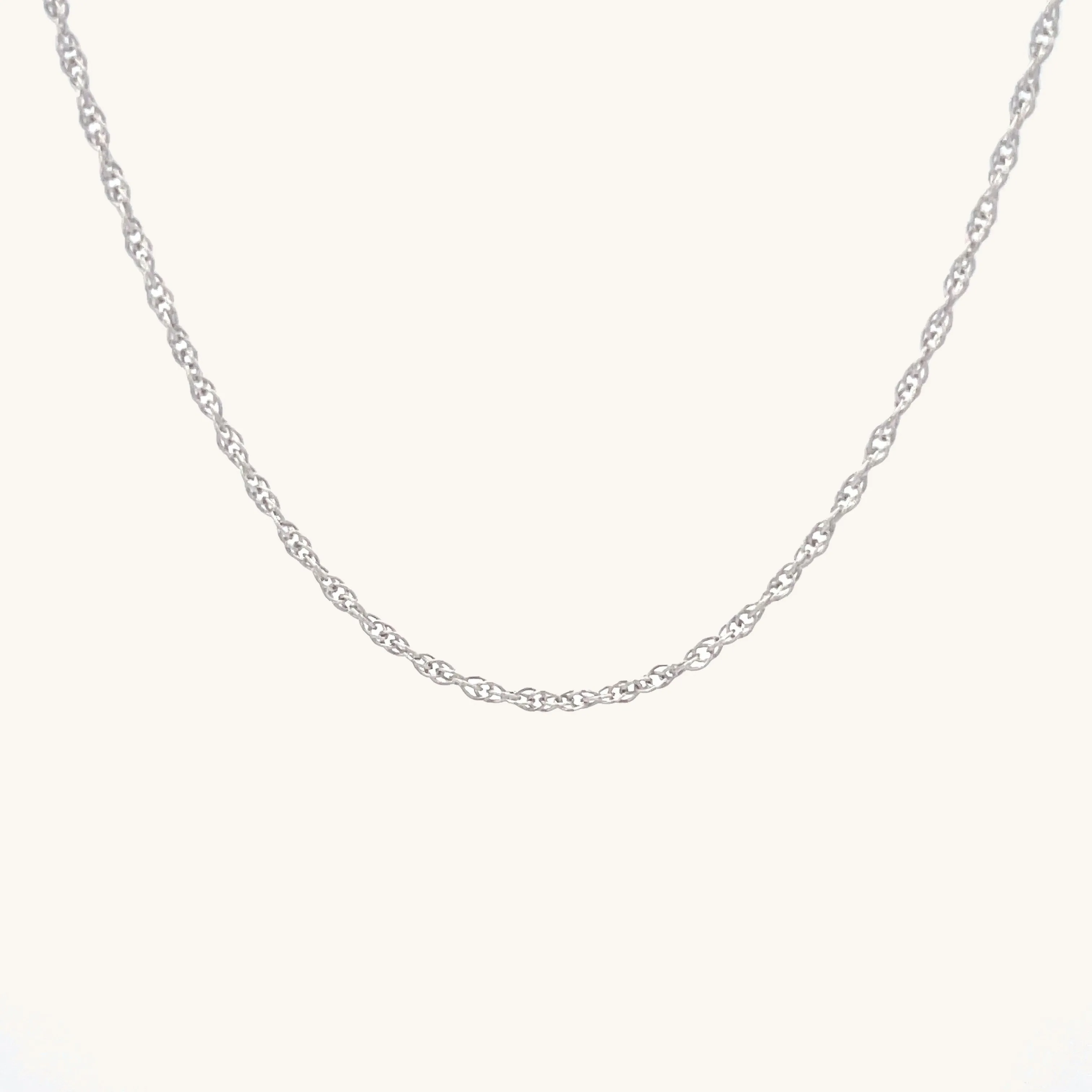 SOLID 14K WHITE GOLD 20" ROPE CHAIN