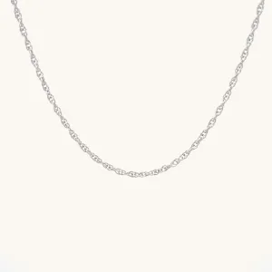SOLID 14K WHITE GOLD 20" ROPE CHAIN