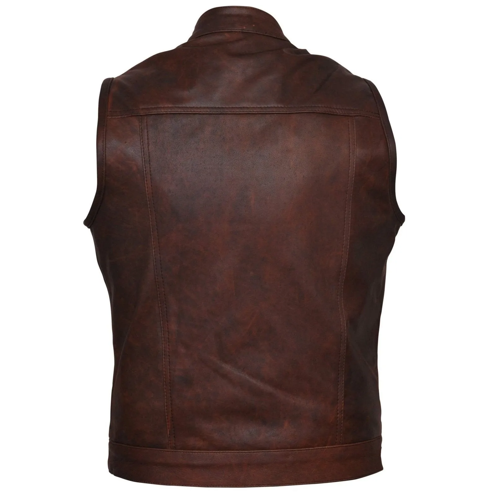 Sons of Anarchy Style Cut Off Cowhide Leather Brown Vest