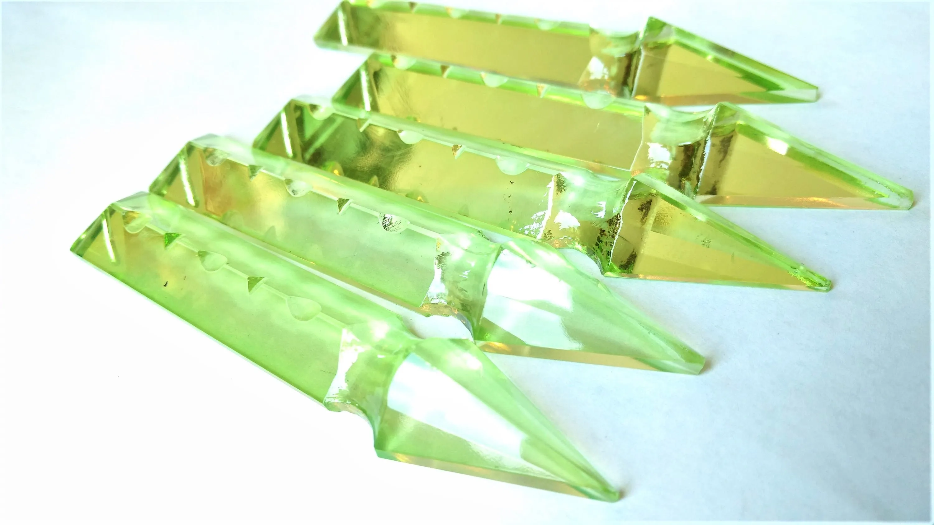 Spring Green Spear Chandelier Crystals, Pack of 5