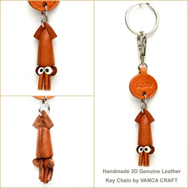 Squid Japanese Leather Keychains Fish