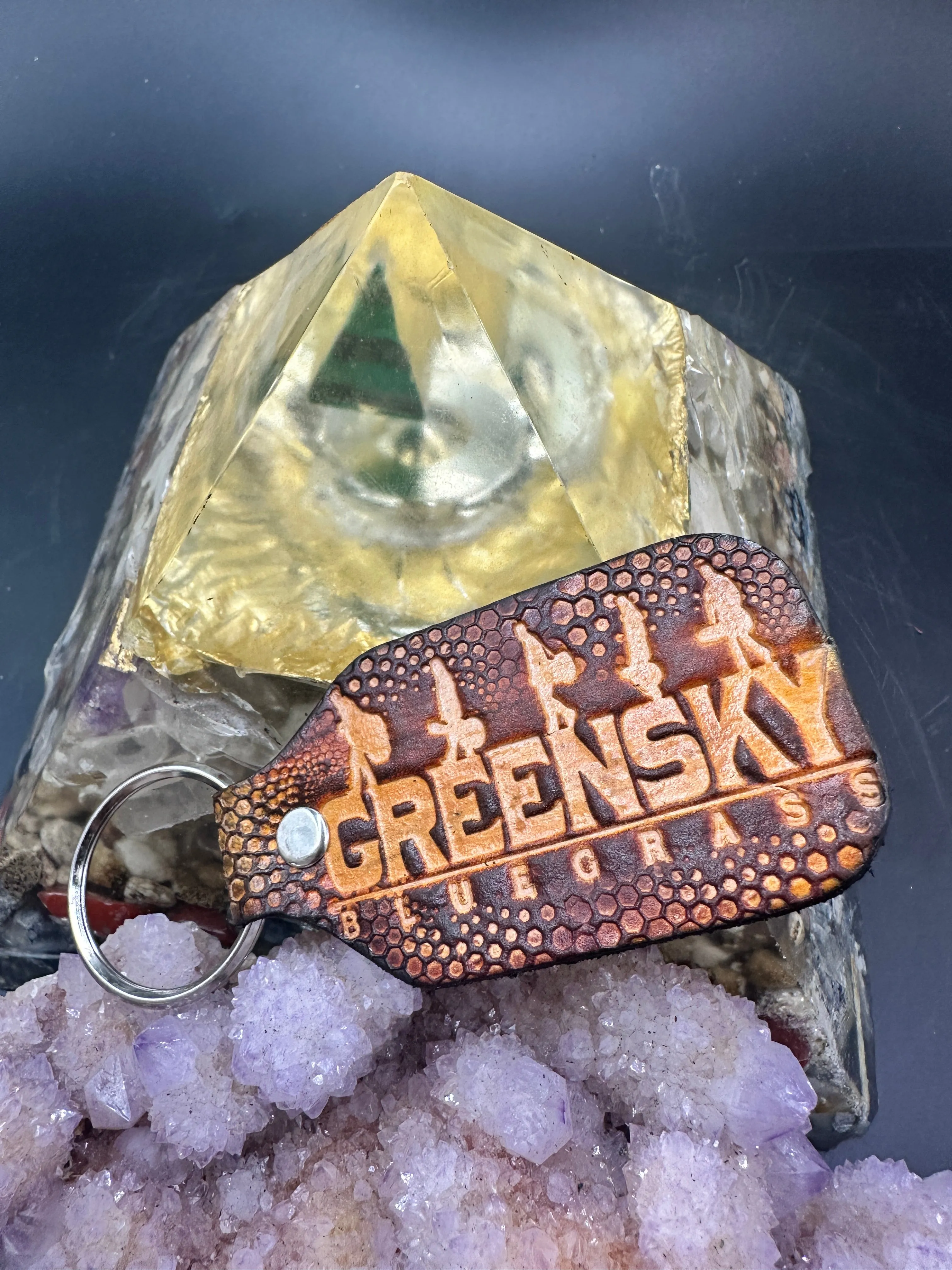 Stamped Leather Keychain - Greensky Bluegrass