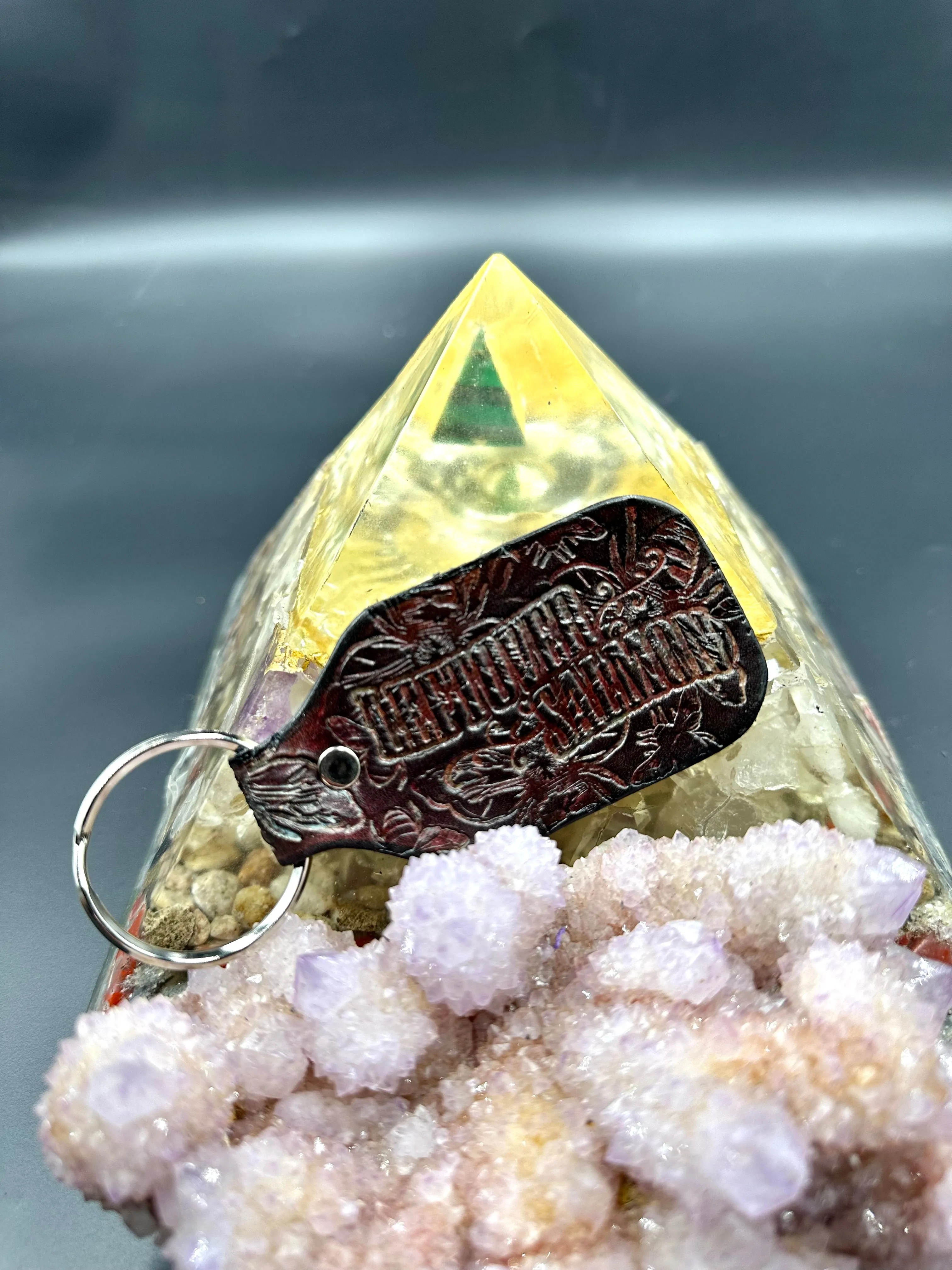 Stamped Leather Keychain - Leftover Salmon