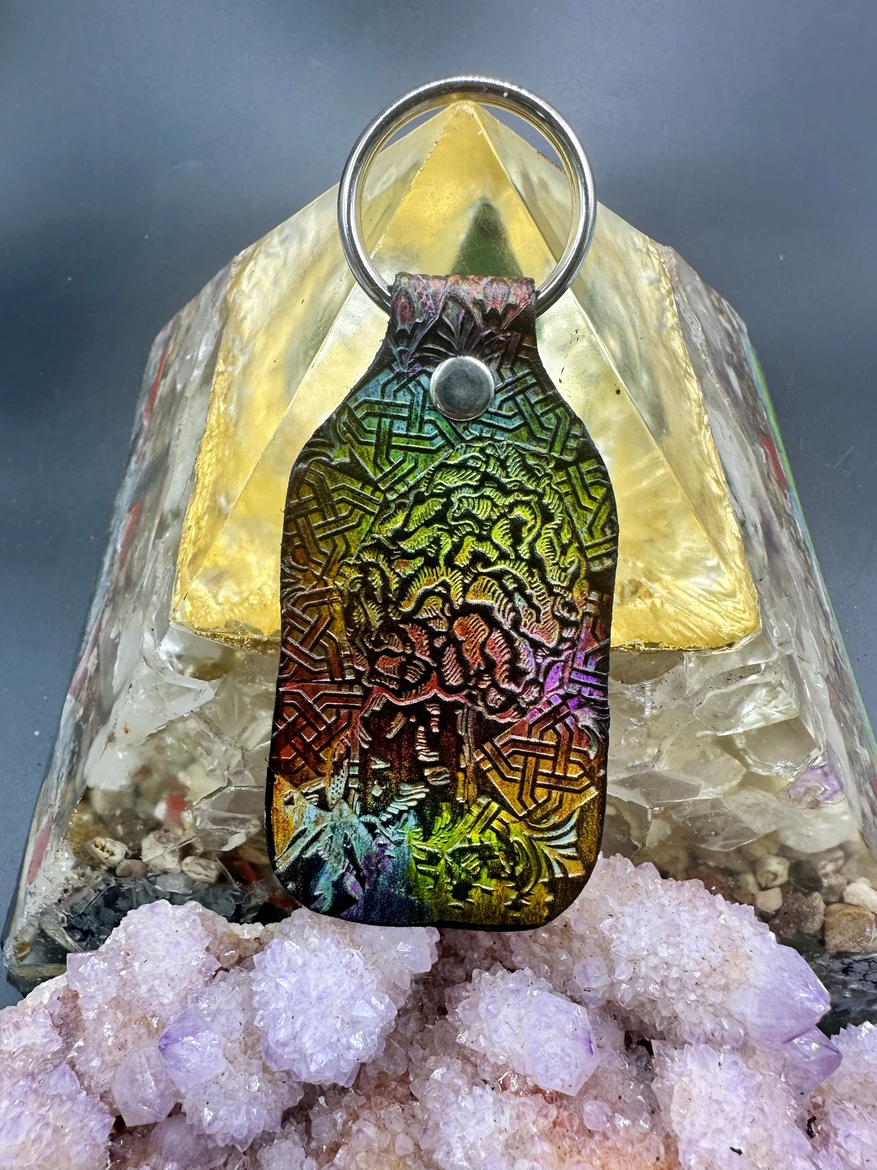 Stamped Leather Keychain - Mushrooms XL Morel