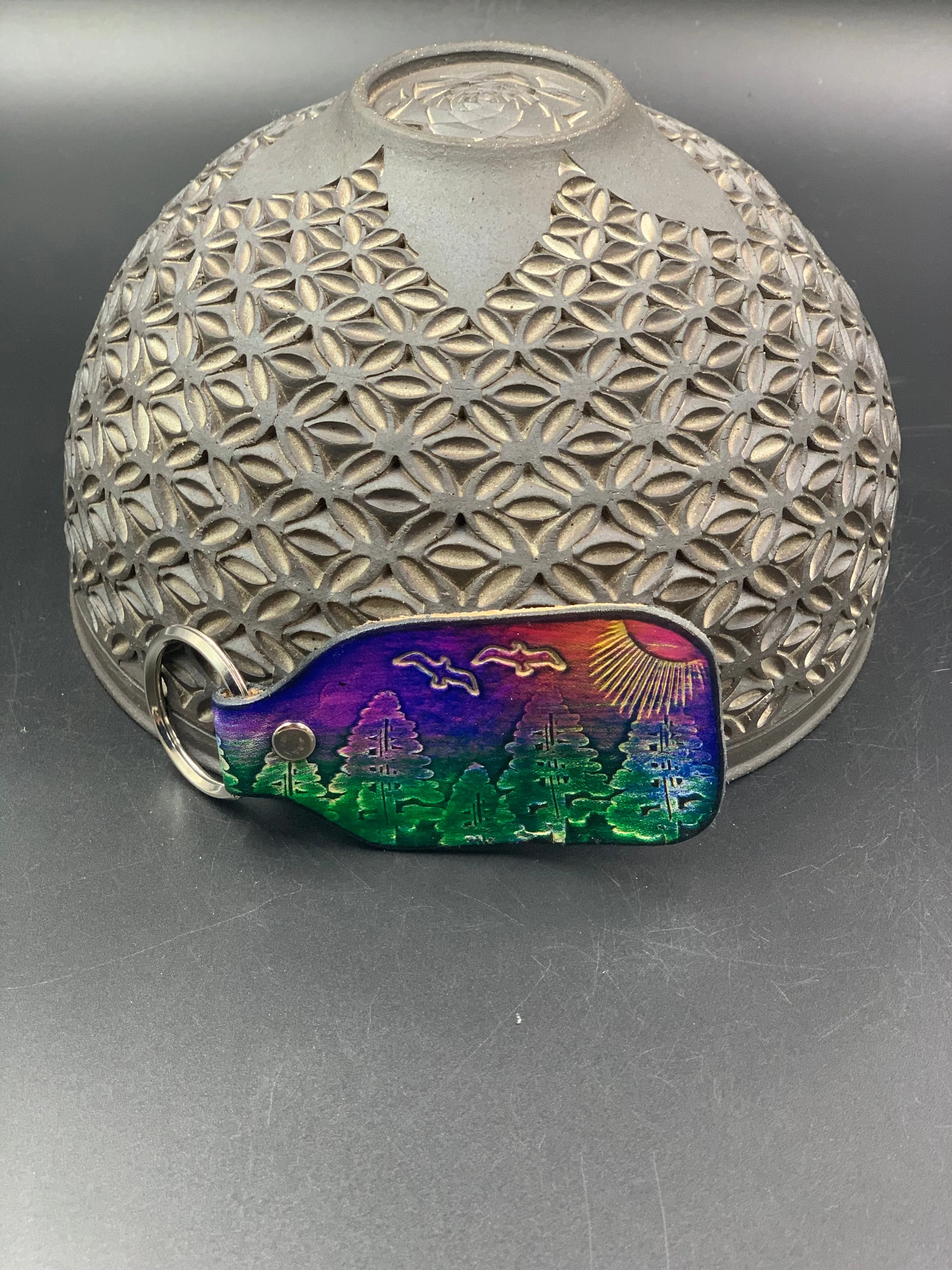 Stamped Leather Keychain - Trees 1.0