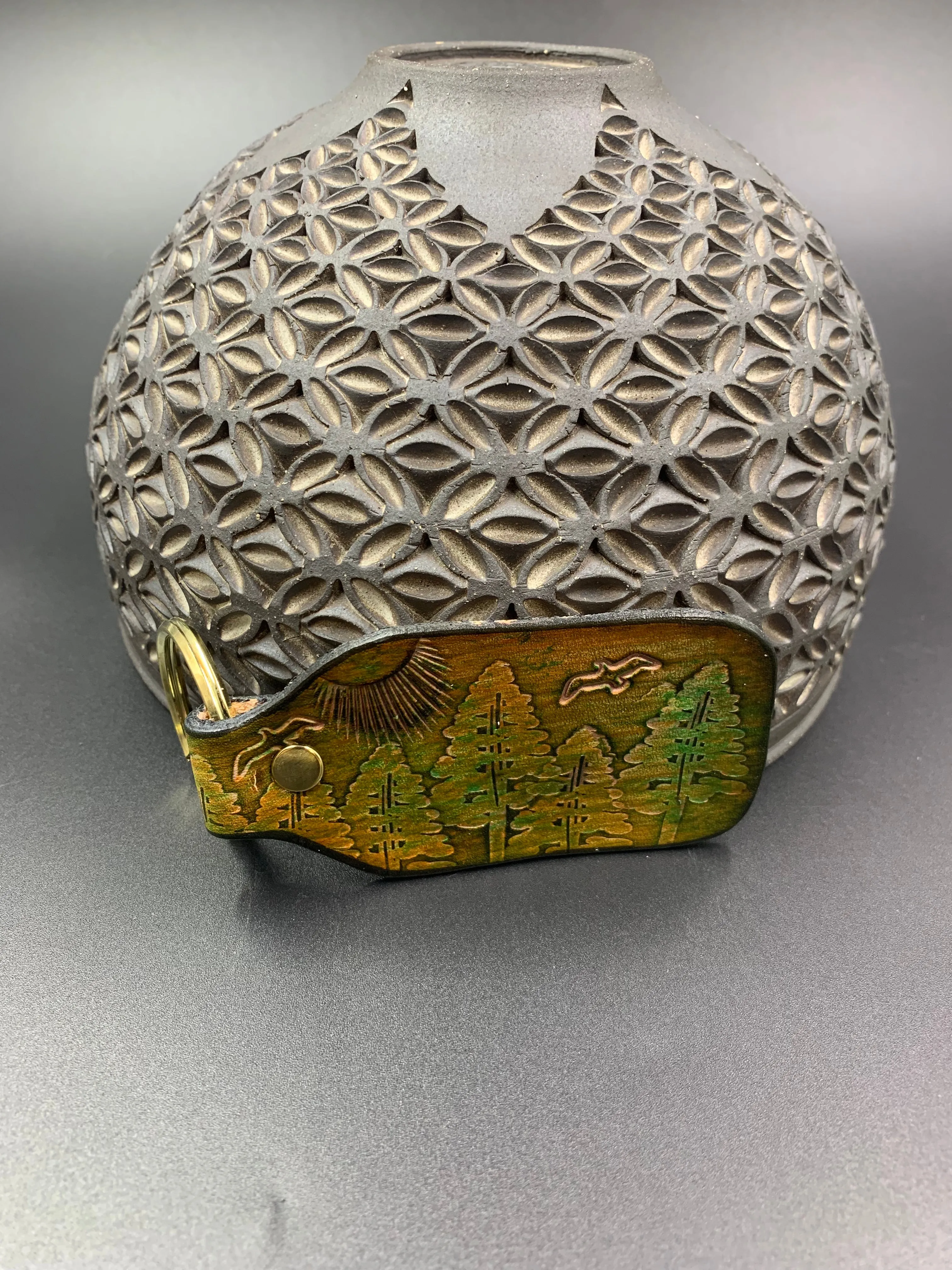 Stamped Leather Keychain - Trees 1.0