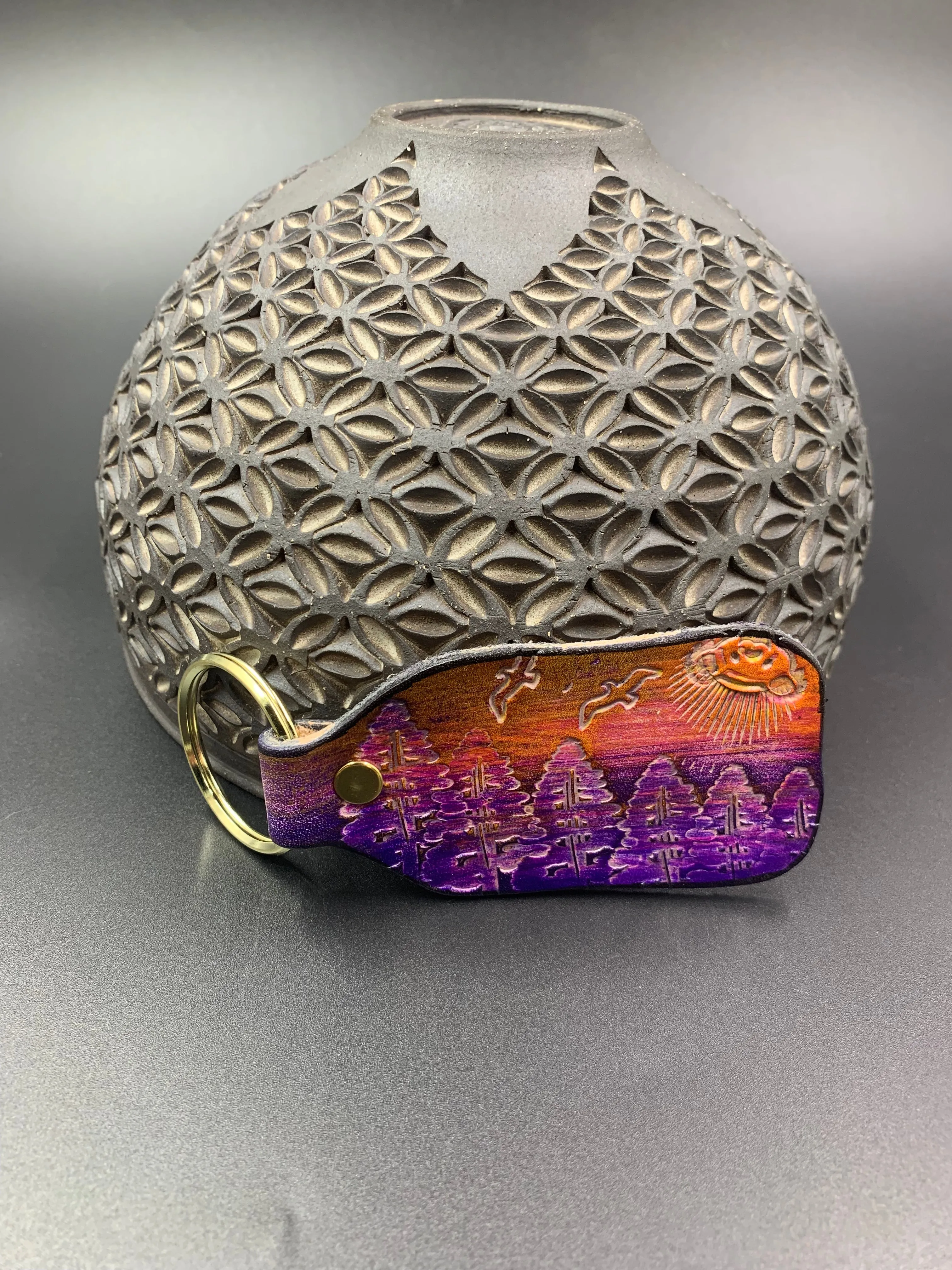 Stamped Leather Keychain - Trees 1.0