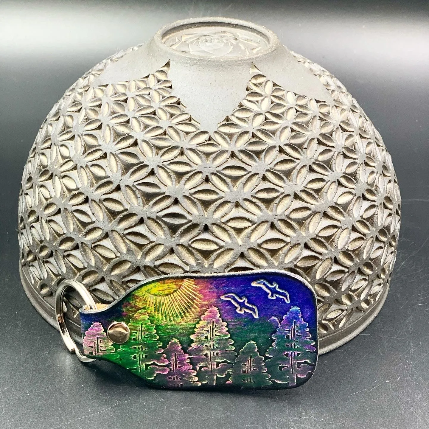 Stamped Leather Keychain - Trees 1.0