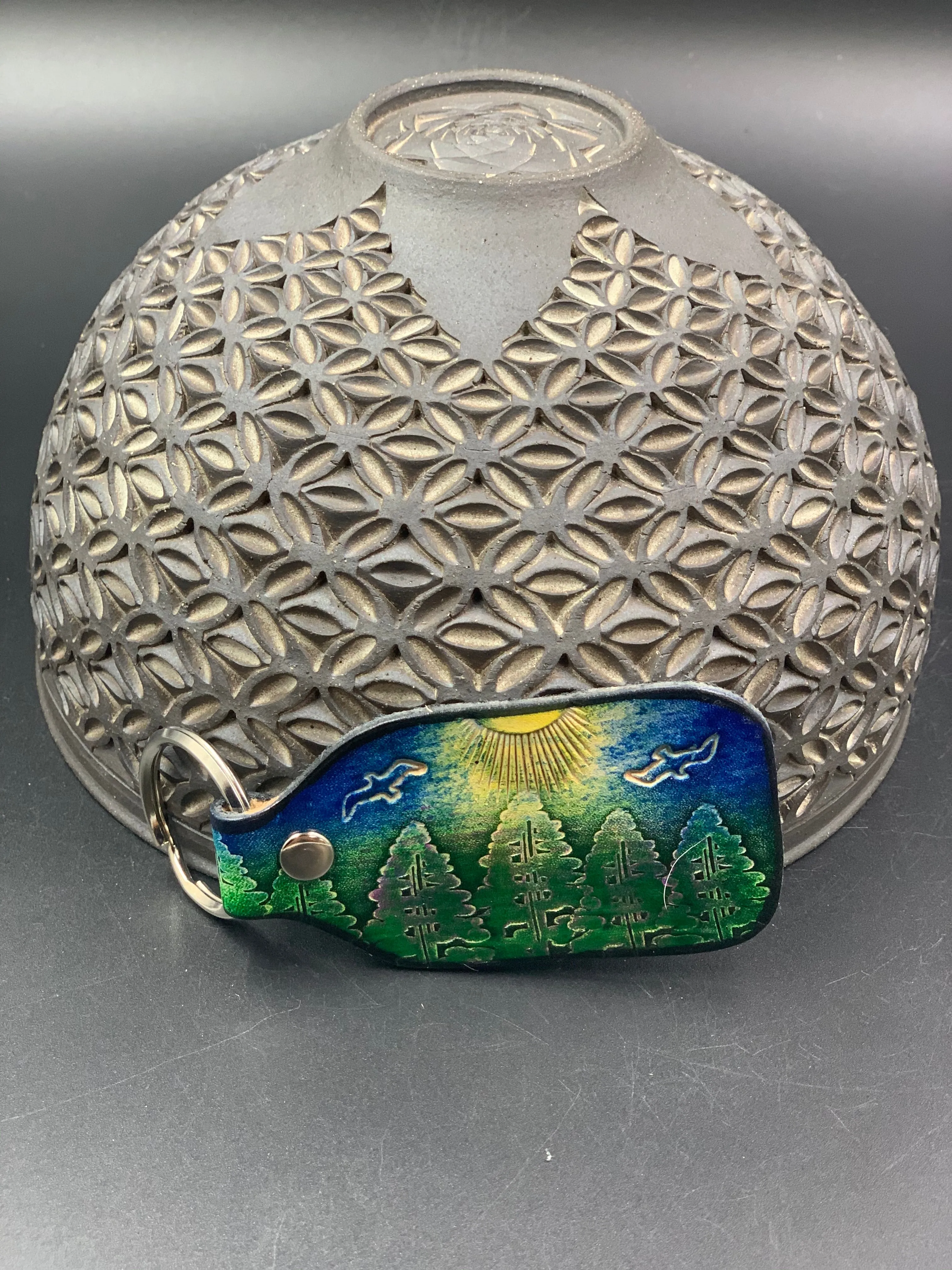 Stamped Leather Keychain - Trees 1.0