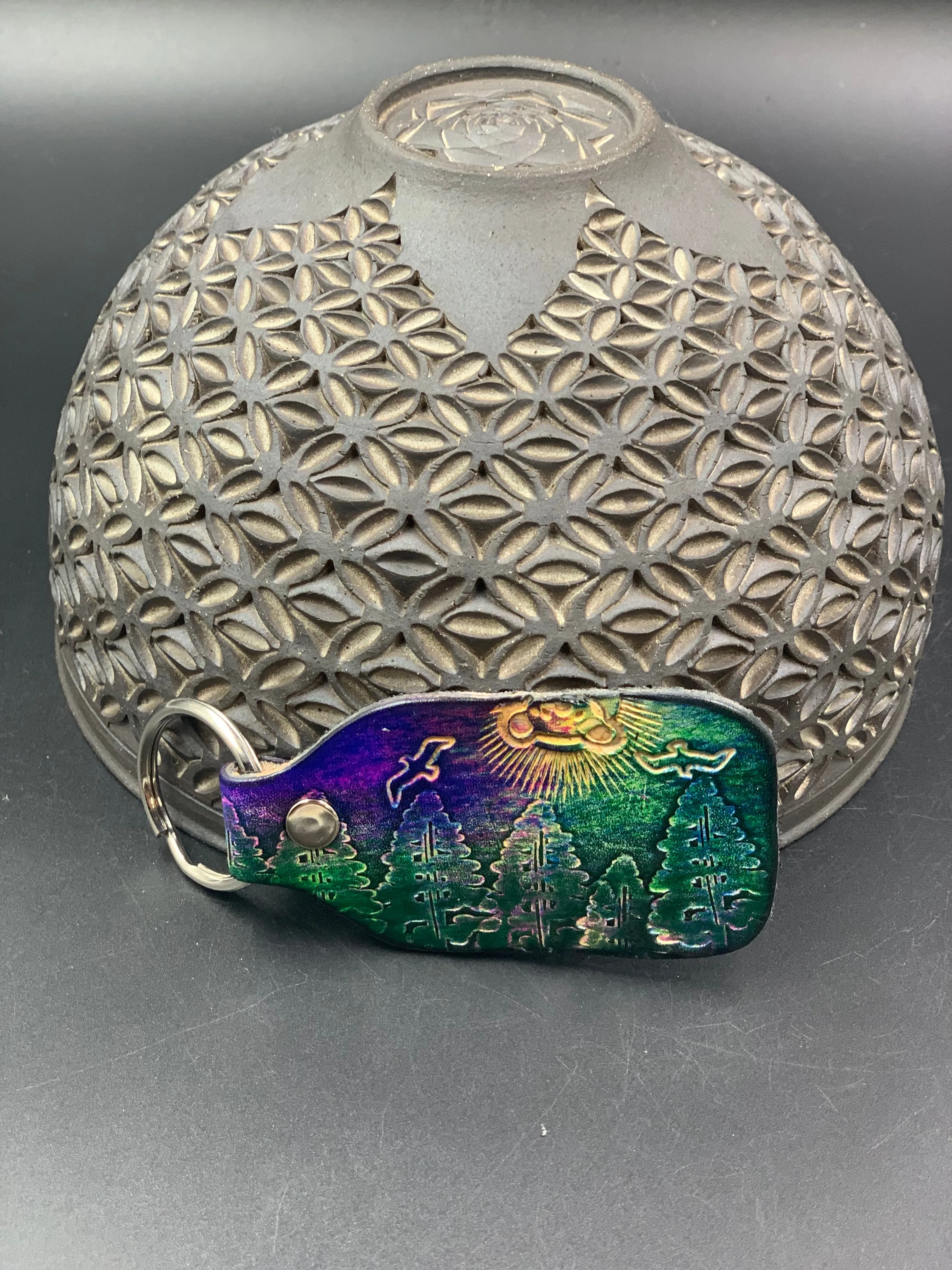 Stamped Leather Keychain - Trees 1.0