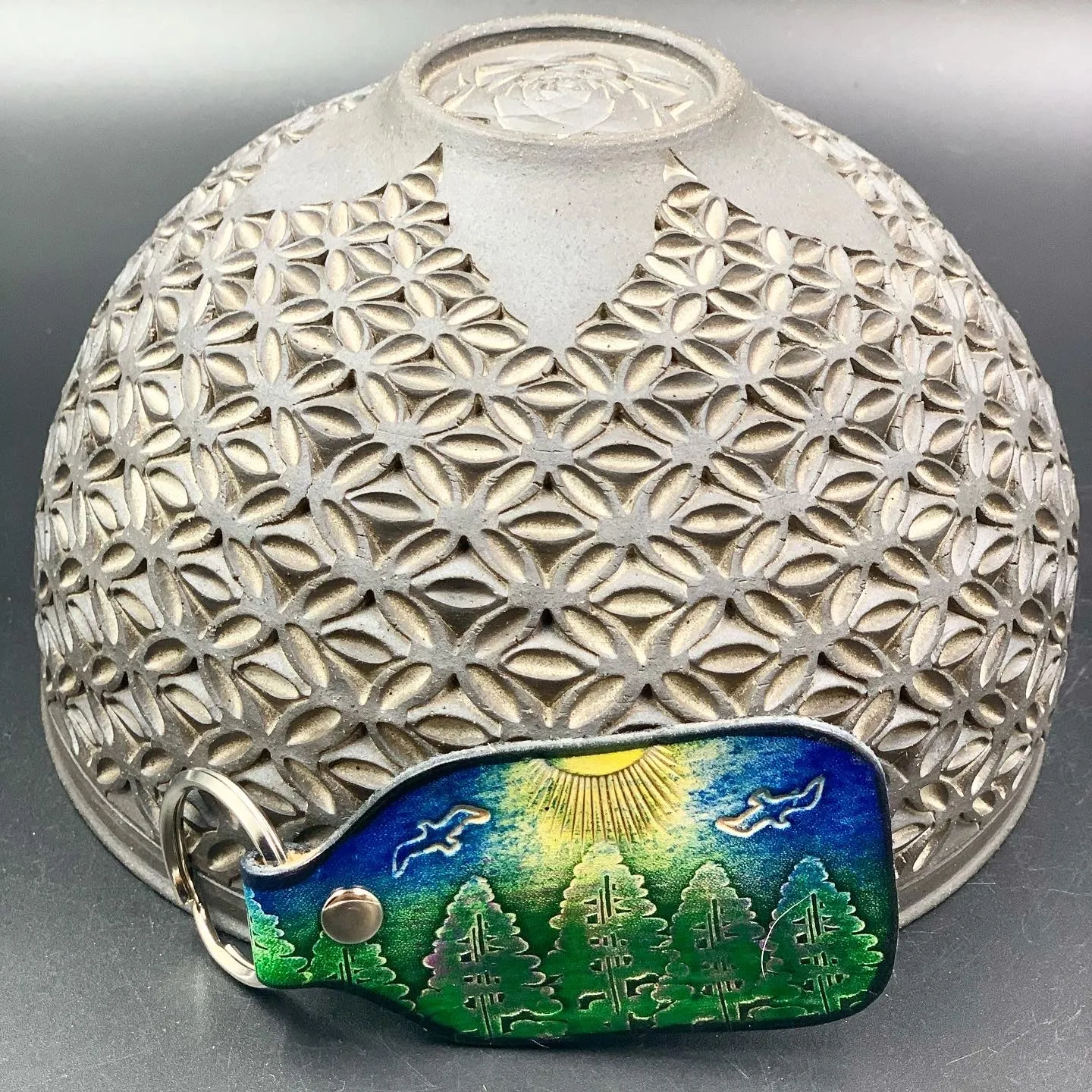 Stamped Leather Keychain - Trees 1.0