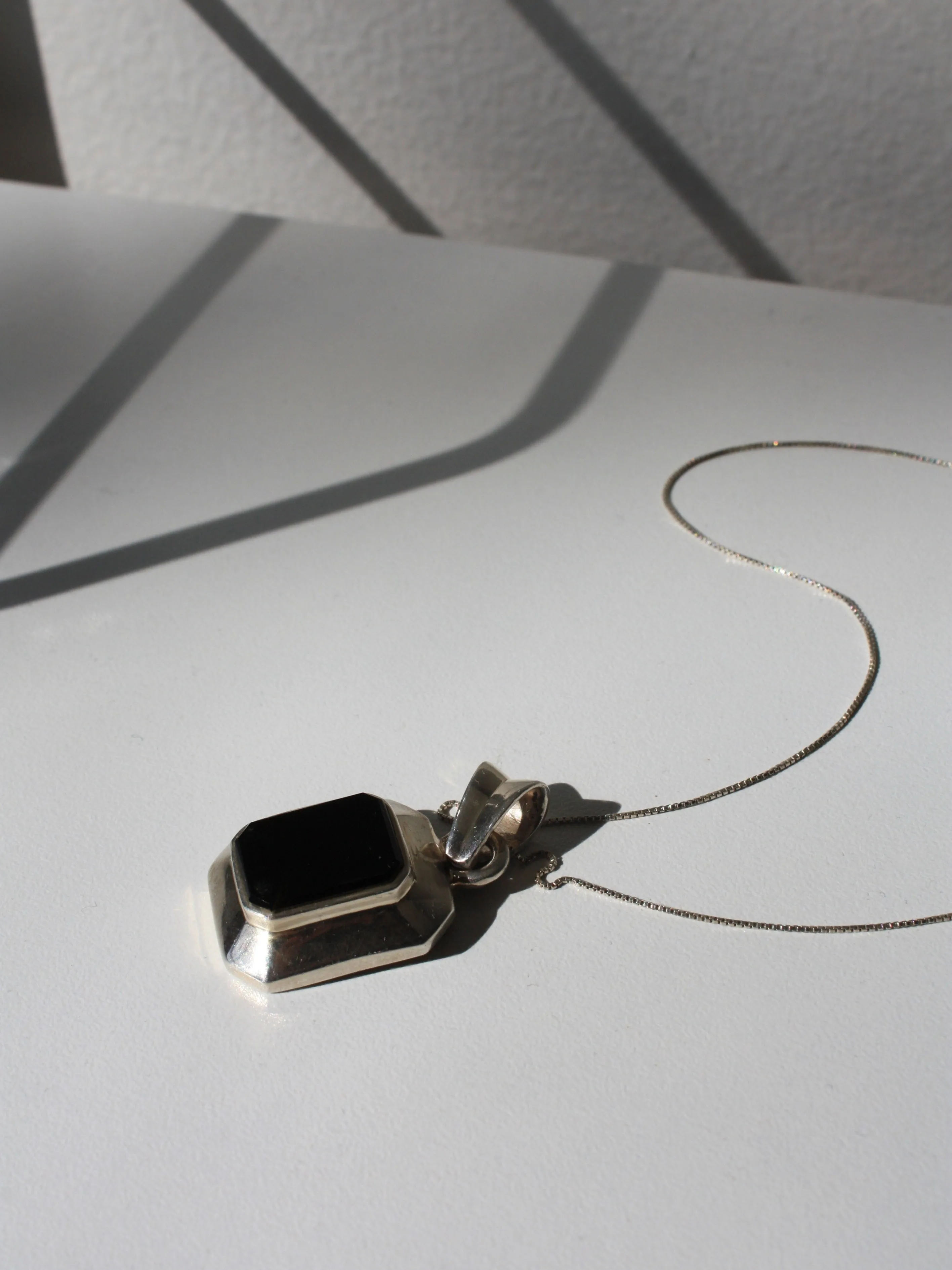 Sterling & Onyx Pendant Necklace