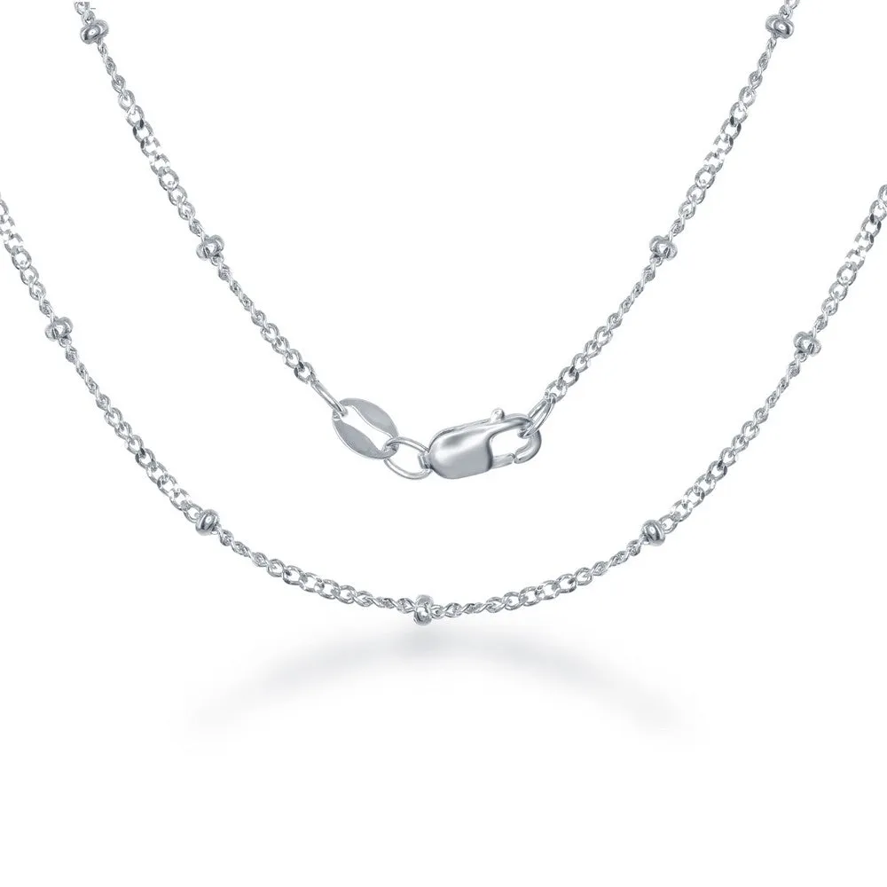 Sterling Silver 2.3mm Diamond Cut Cuban Chain with Beads 18" (91316)