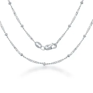 Sterling Silver 2.3mm Diamond Cut Cuban Chain with Beads 18" (91316)
