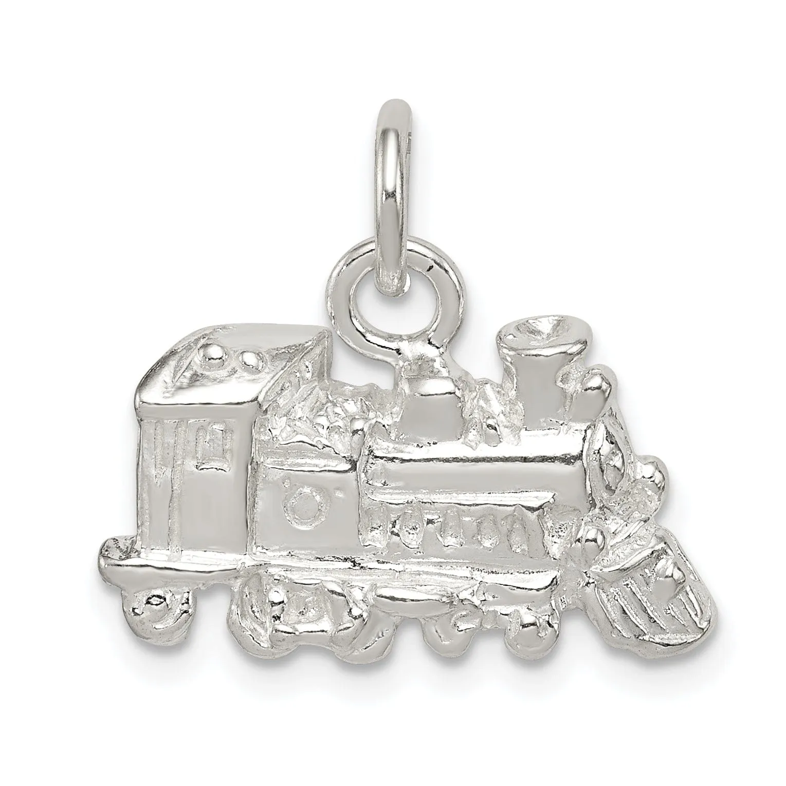 Sterling Silver Satin 3-D Train Engine Charm
