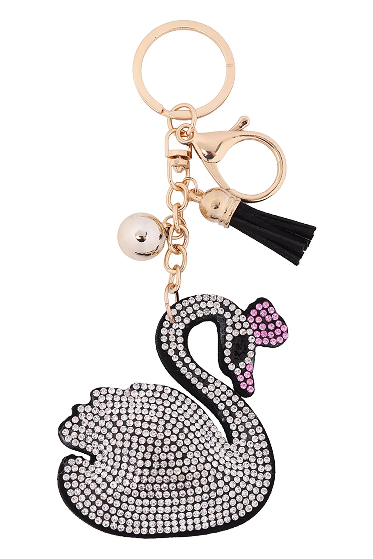 SWAN RHINESTONE TASSEL KEYCHAIN