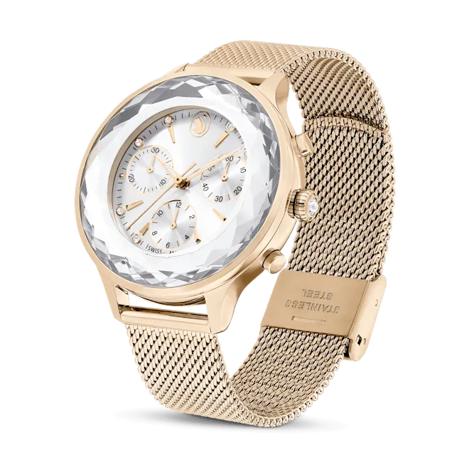 Swarovski Nova Chrono watch, Metal bracelet, Rose gold tone, Rose gold-tone finish