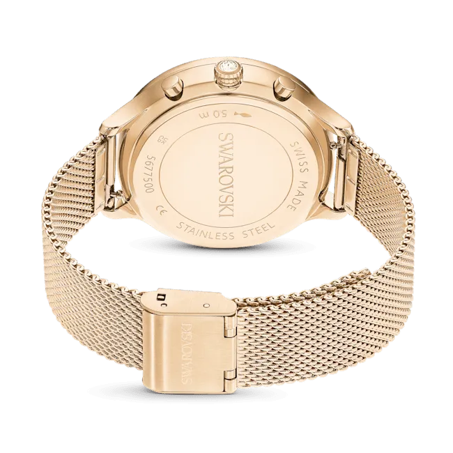 Swarovski Nova Chrono watch, Metal bracelet, Rose gold tone, Rose gold-tone finish