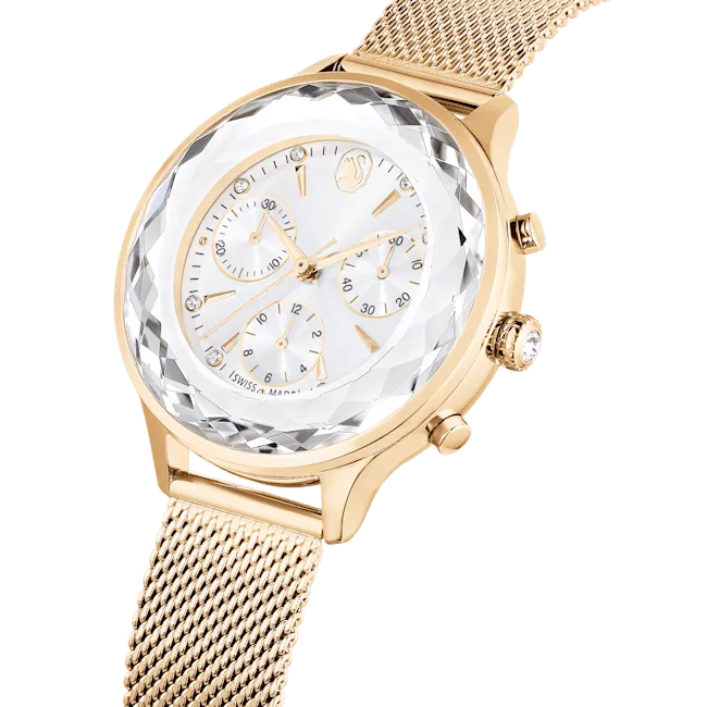 Swarovski Nova Chrono watch, Metal bracelet, Rose gold tone, Rose gold-tone finish