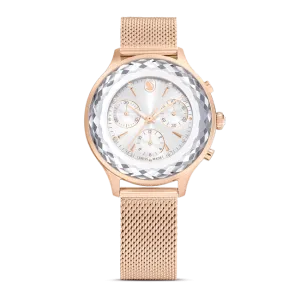 Swarovski Nova Chrono watch, Metal bracelet, Rose gold tone, Rose gold-tone finish
