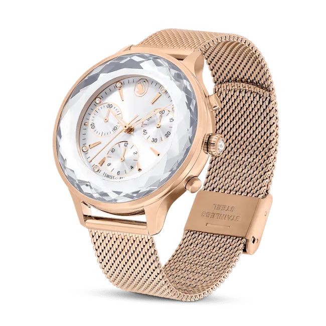 Swarovski Nova Chrono watch, Metal bracelet, Rose gold tone, Rose gold-tone finish