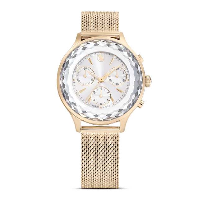 Swarovski Nova Chrono watch, Metal bracelet, Rose gold tone, Rose gold-tone finish
