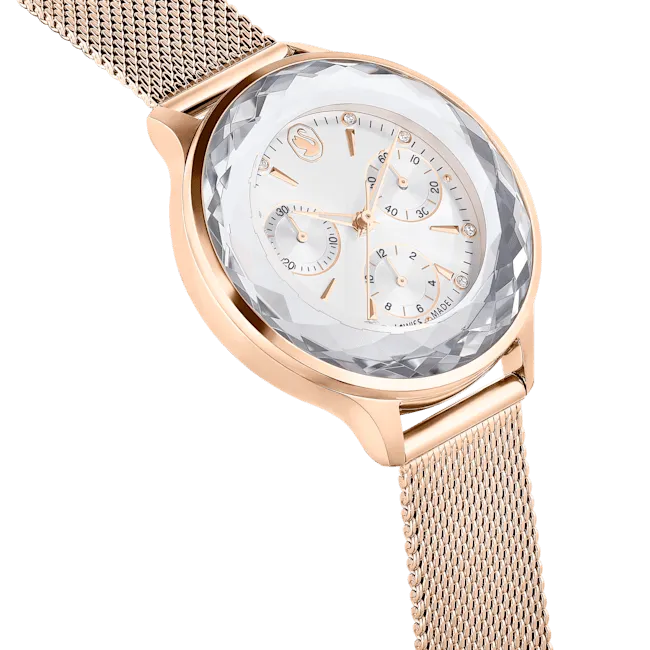 Swarovski Nova Chrono watch, Metal bracelet, Rose gold tone, Rose gold-tone finish