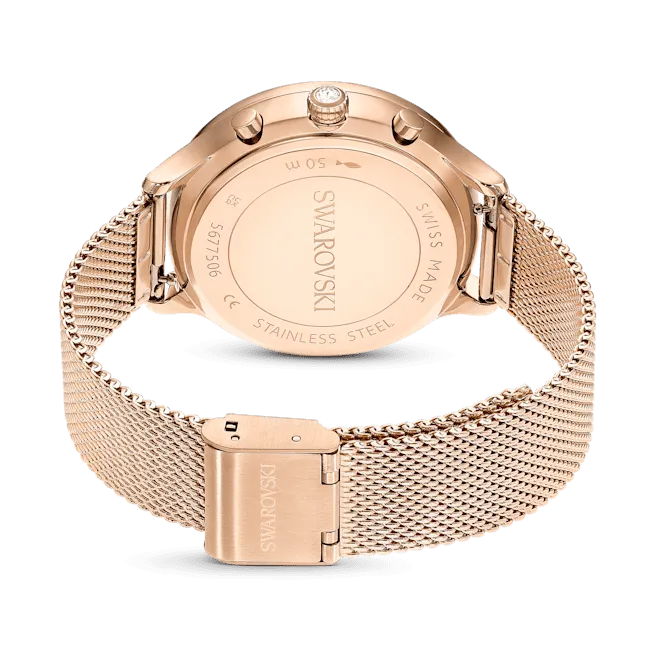 Swarovski Nova Chrono watch, Metal bracelet, Rose gold tone, Rose gold-tone finish