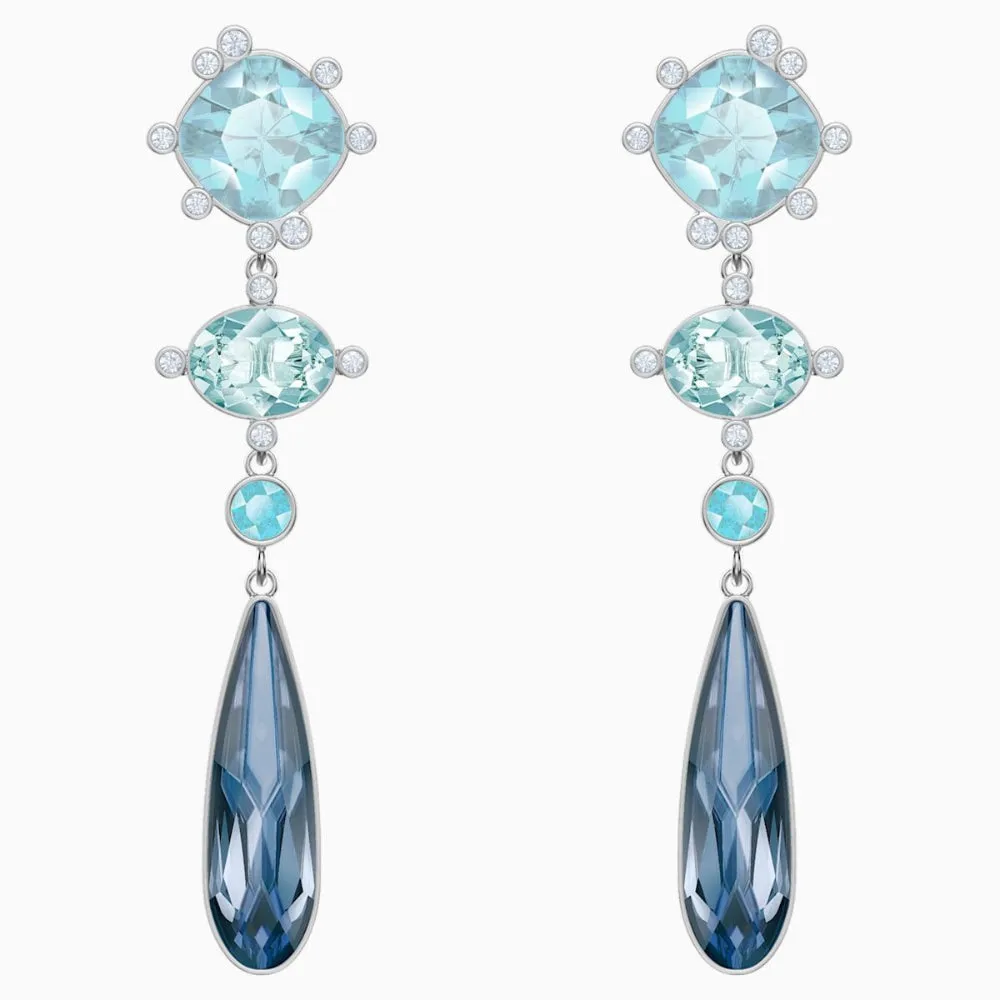 Swarovski,Olive Pierced Earrings,Blue,One Size