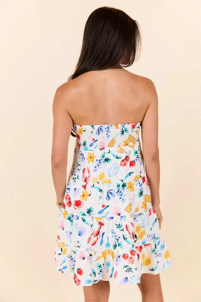 Sweet Thing Summer Girl Dinner Strapless Printed Mini Dress