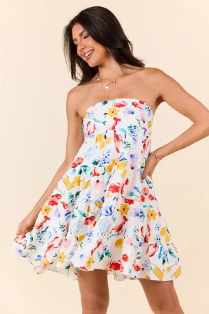 Sweet Thing Summer Girl Dinner Strapless Printed Mini Dress