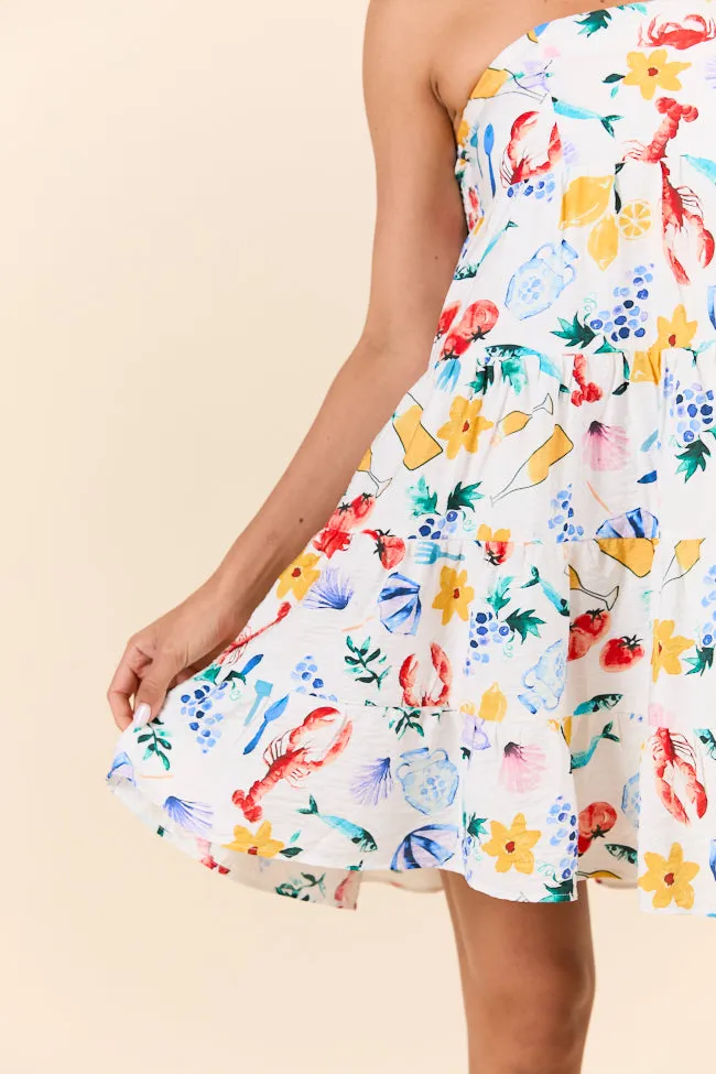 Sweet Thing Summer Girl Dinner Strapless Printed Mini Dress