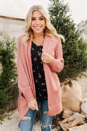 Talk Of The Town Long Knit Cardigan- Mauve