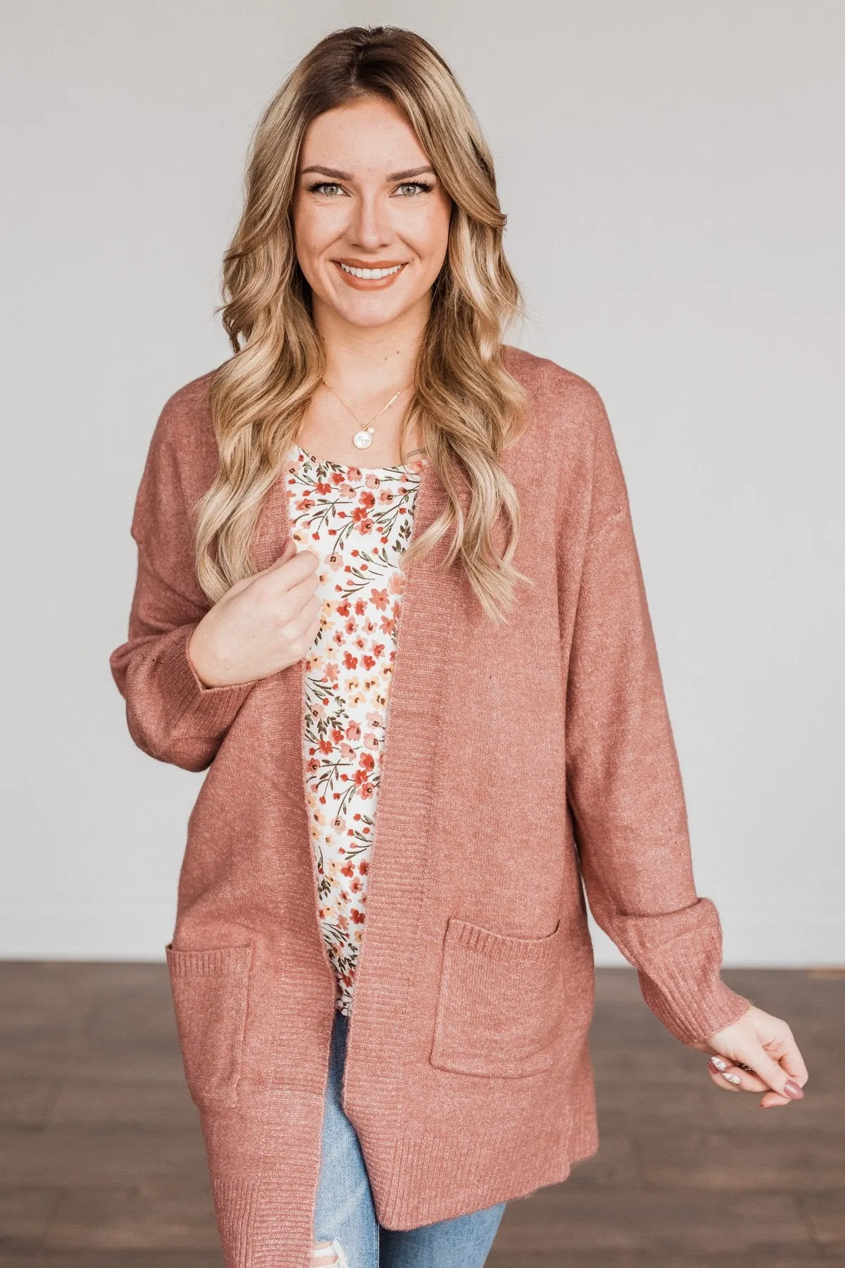 Talk Of The Town Long Knit Cardigan- Mauve