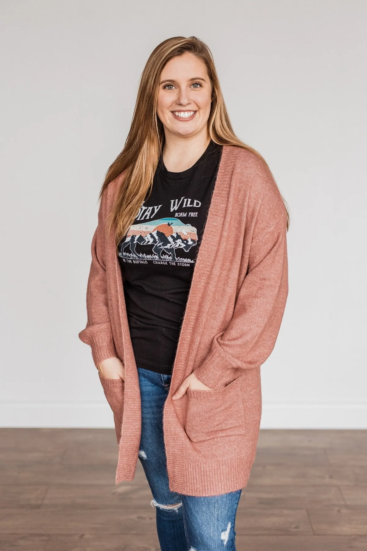 Talk Of The Town Long Knit Cardigan- Mauve