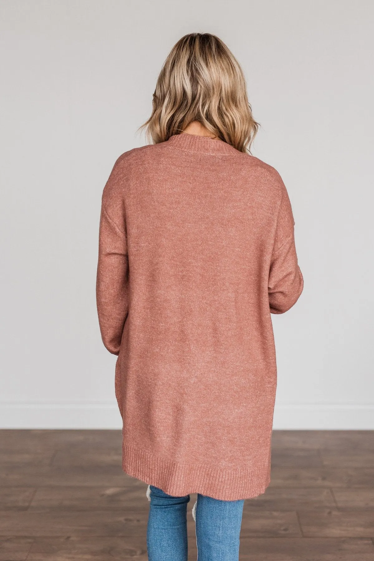 Talk Of The Town Long Knit Cardigan- Mauve