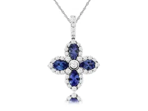 Tanzanite Chandelier Pendant with Diamond Halos