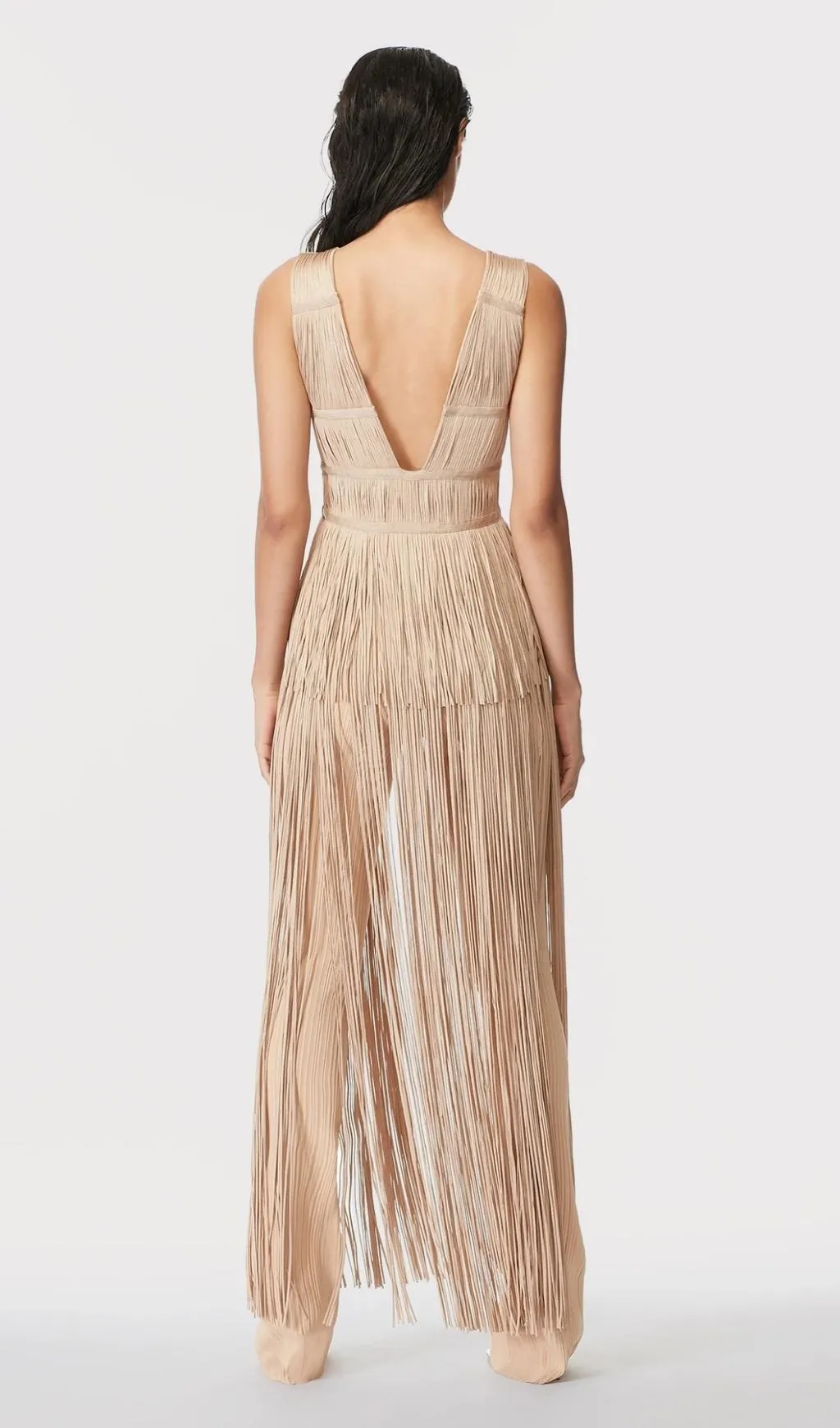 TASSEL BACKLESS JUMPSUIT IN KHAKI