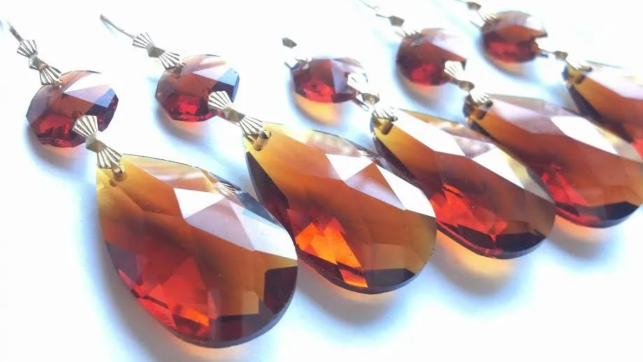 Teardrop Chandelier Crystal Ornament Amber Prism 38mm