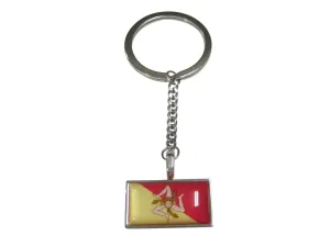 Thin Bordered Sicily Flag Pendant Keychain