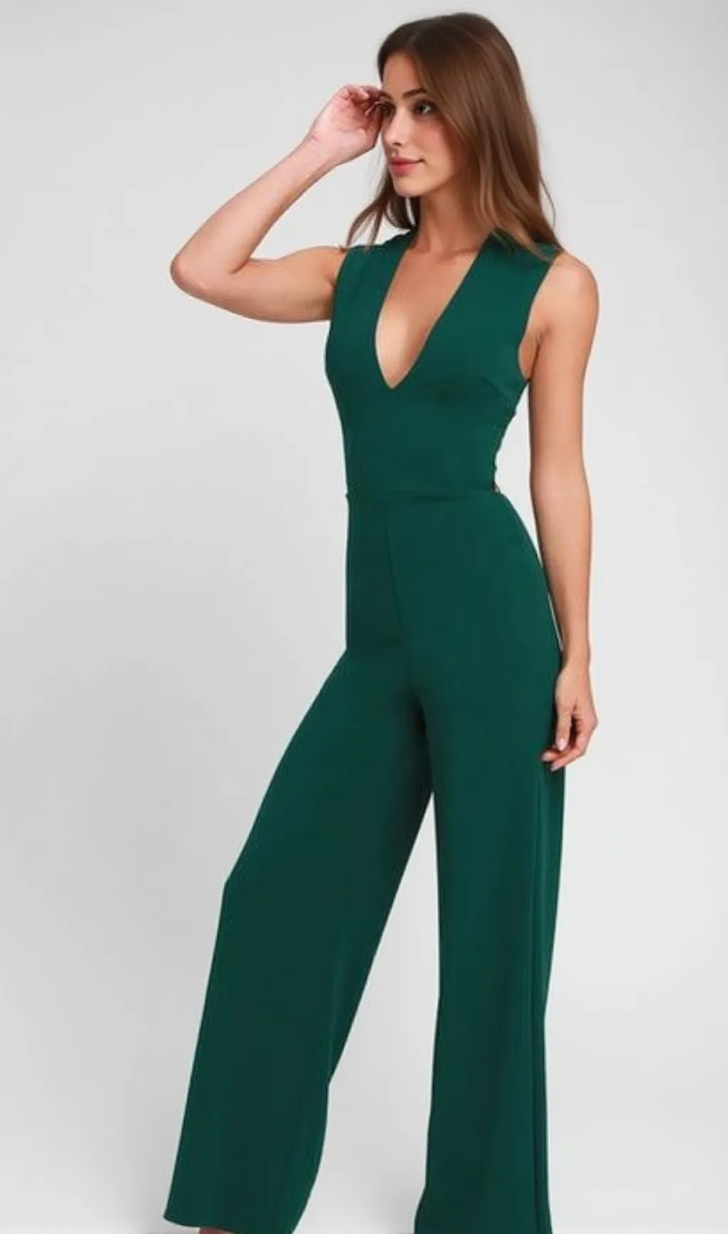 Thinking Out Loud Hunter Green Backless Jumpsuit