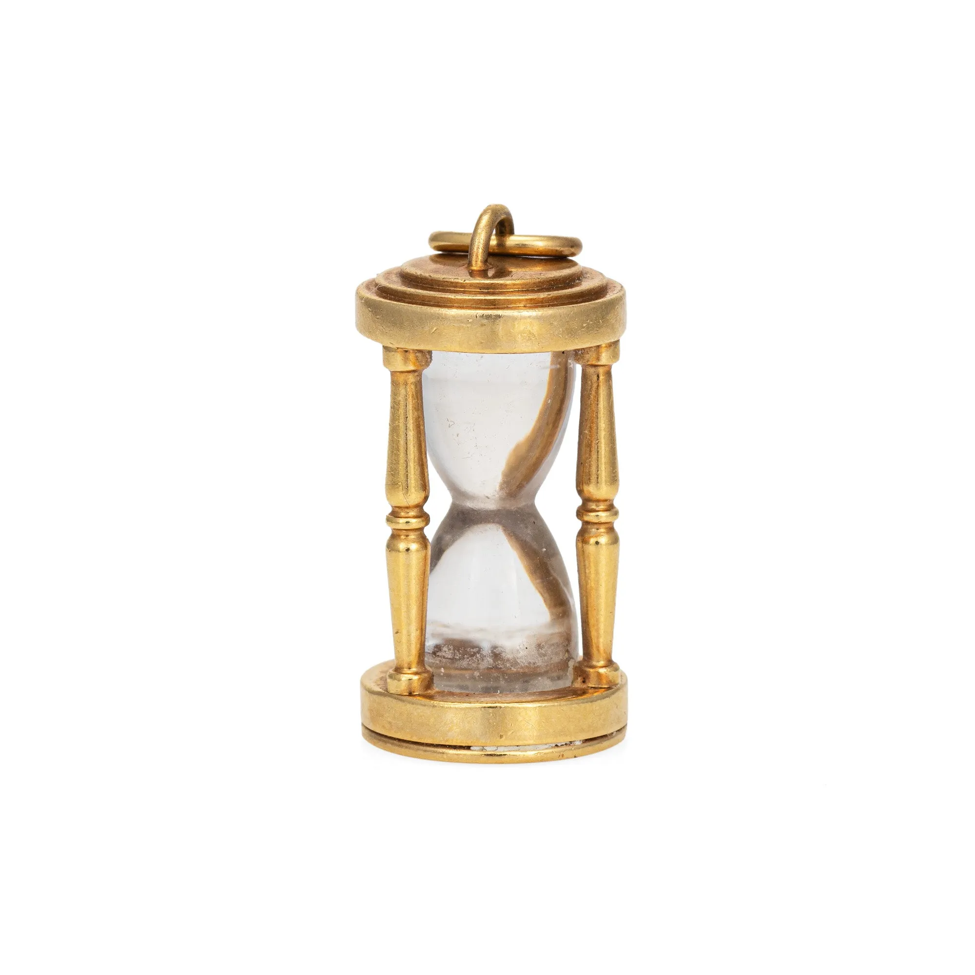 Tiffany & Co Hourglass Charm Vintage 18 Karat Yellow Gold Timer Rock Crystal Pendant